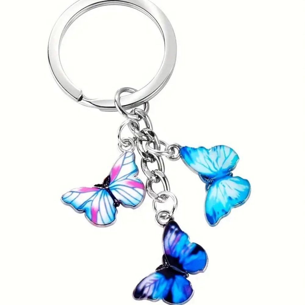 BAG CHARM Blue Butterfly Dangling Keychain